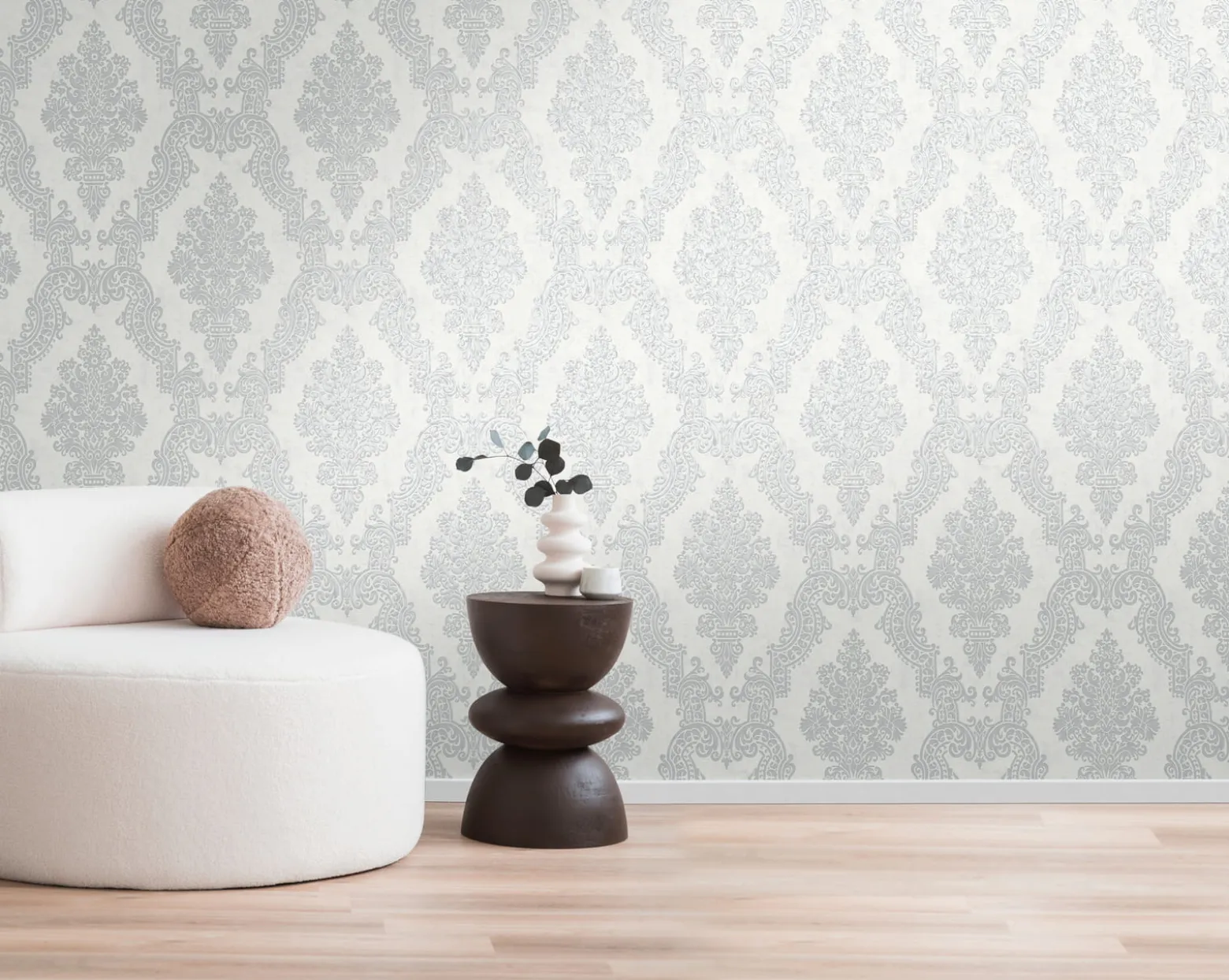 Vliestapete Ornamente Barock Silber Metallic 39765-5