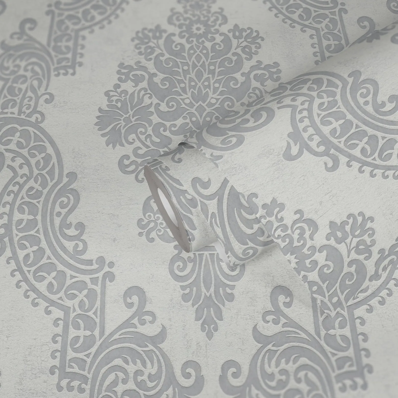 Vliestapete Ornamente Barock Silber Metallic 39765-5