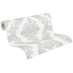 Vliestapete Ornamente Barock Silber Metallic 39765-5