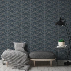 Vliestapete Ornamente blau weiß gold schwarz 37528-3