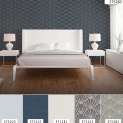 Vliestapete Ornamente blau weiß gold schwarz 37528-3