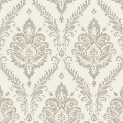 Vliestapete Ornamente Damast Creme Grau Glitzer MN3204