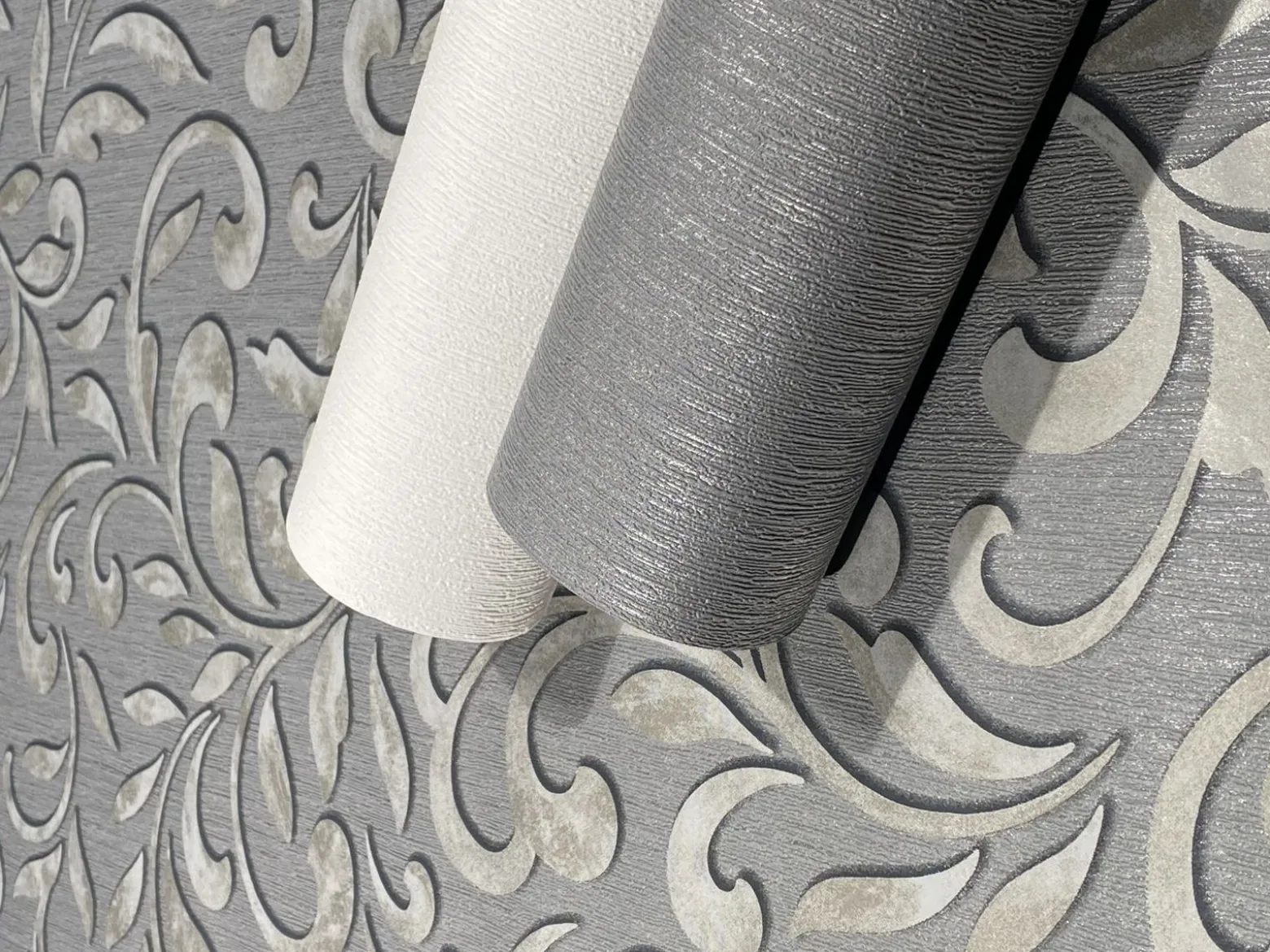 Vliestapete Ornamente Floral Grau Silber Metallic 82385