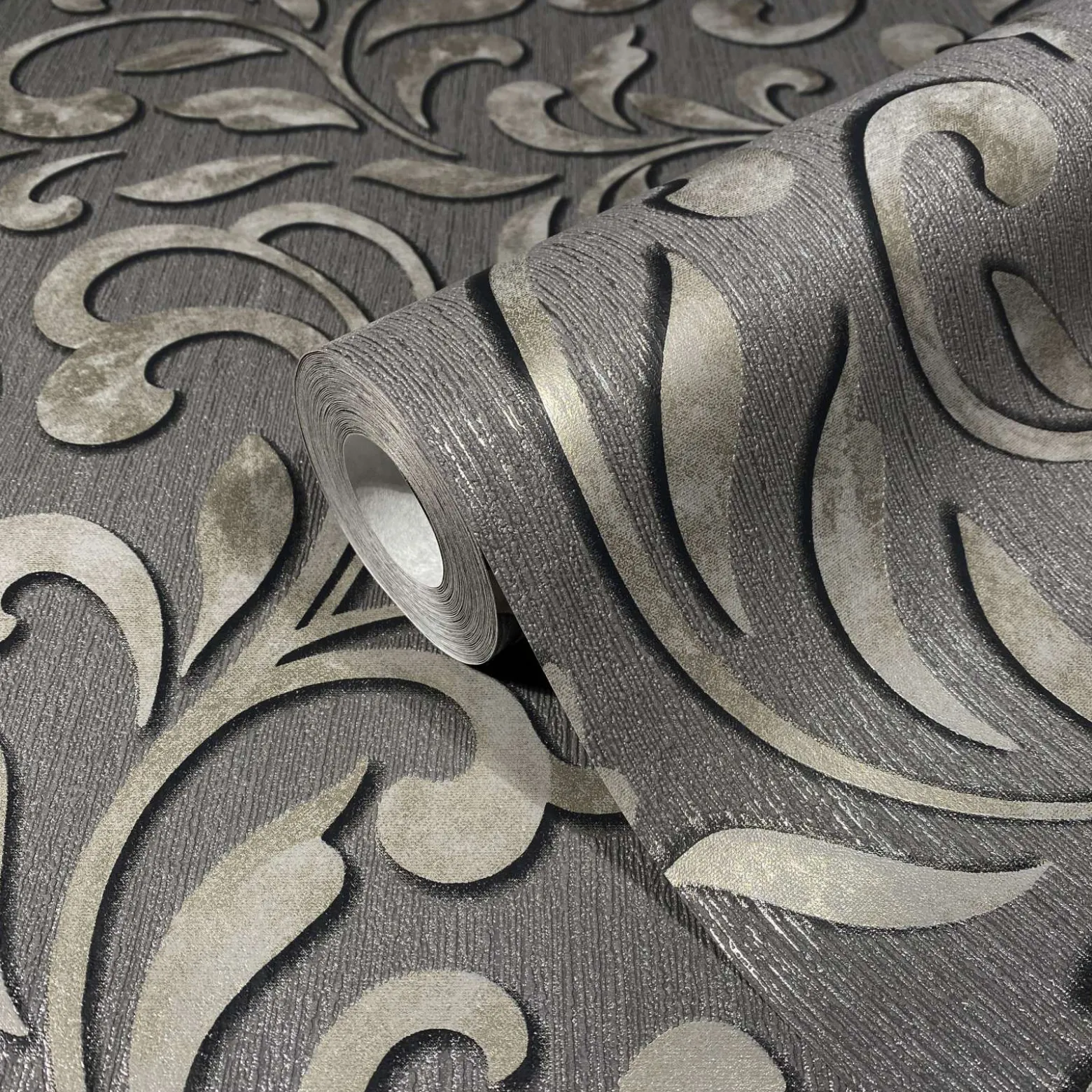 Vliestapete Ornamente Floral Grau Silber Metallic 82385