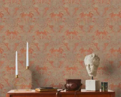 Vliestapete Ornamente Metallic Orange Grau 39119-2