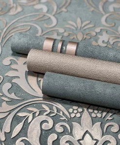 Vliestapete Ornamente Metallic grau alt-rosa 32604