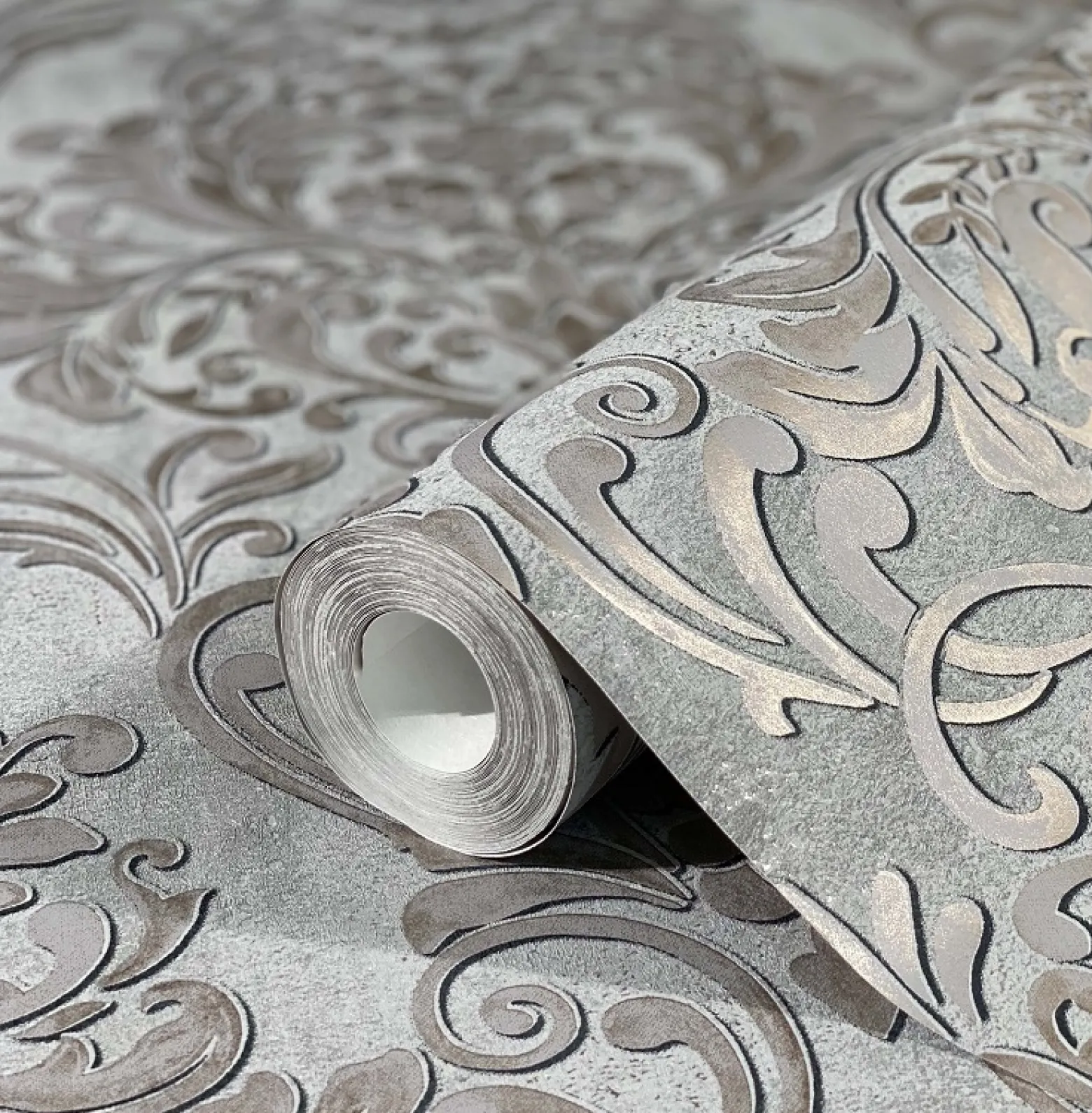 Vliestapete Ornamente Metallic grau gold 32605