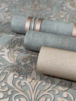 Vliestapete Ornamente Metallic grau gold 32605