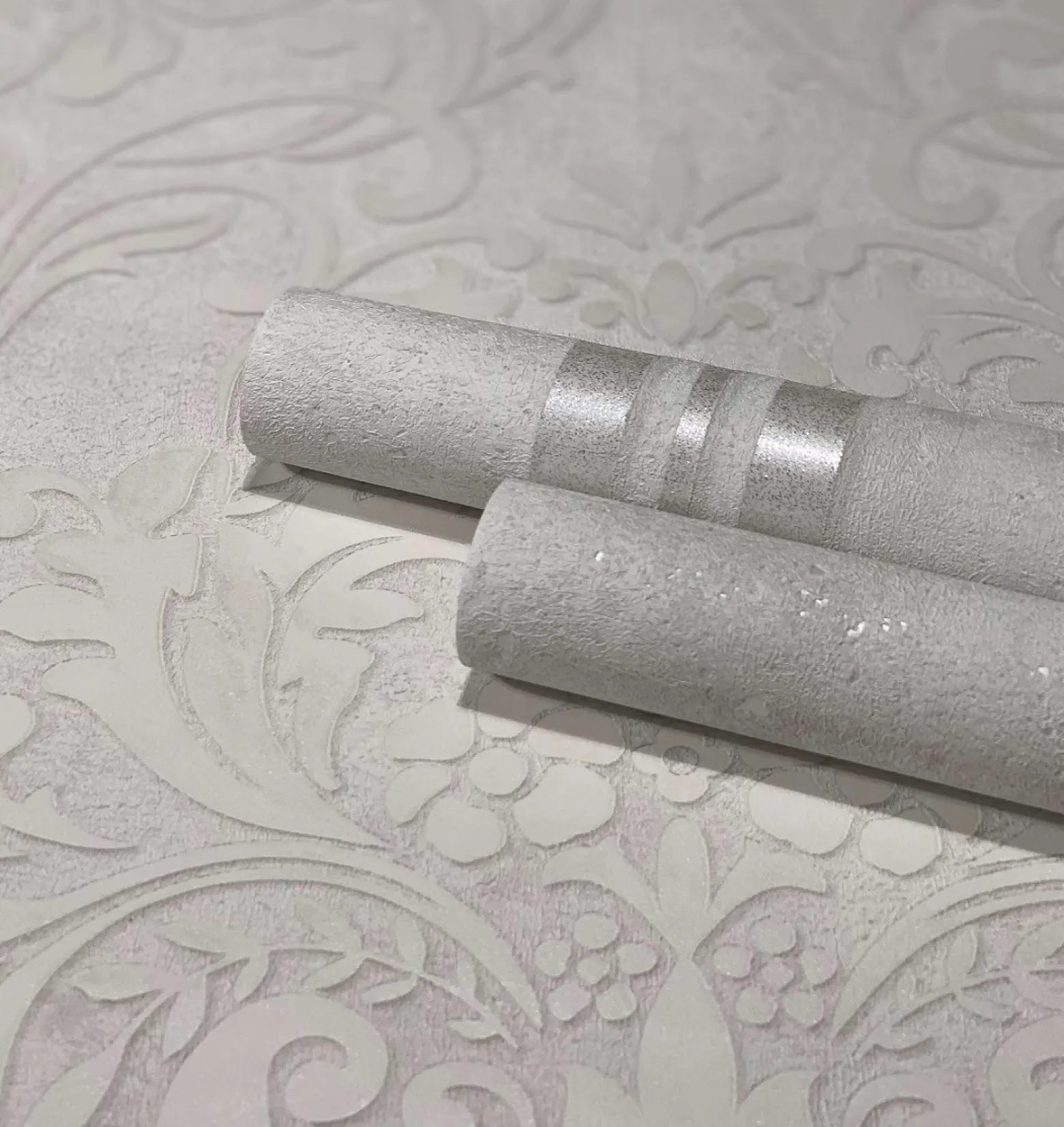Vliestapete Ornamente Metallic weiß grau 32601