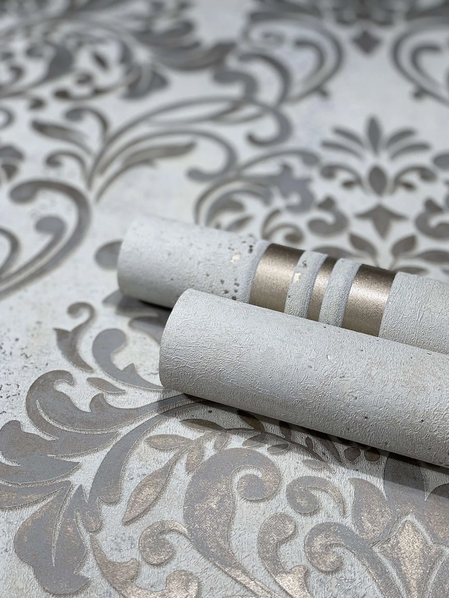 Vliestapete Ornamente Metallic grau kupfer 32603
