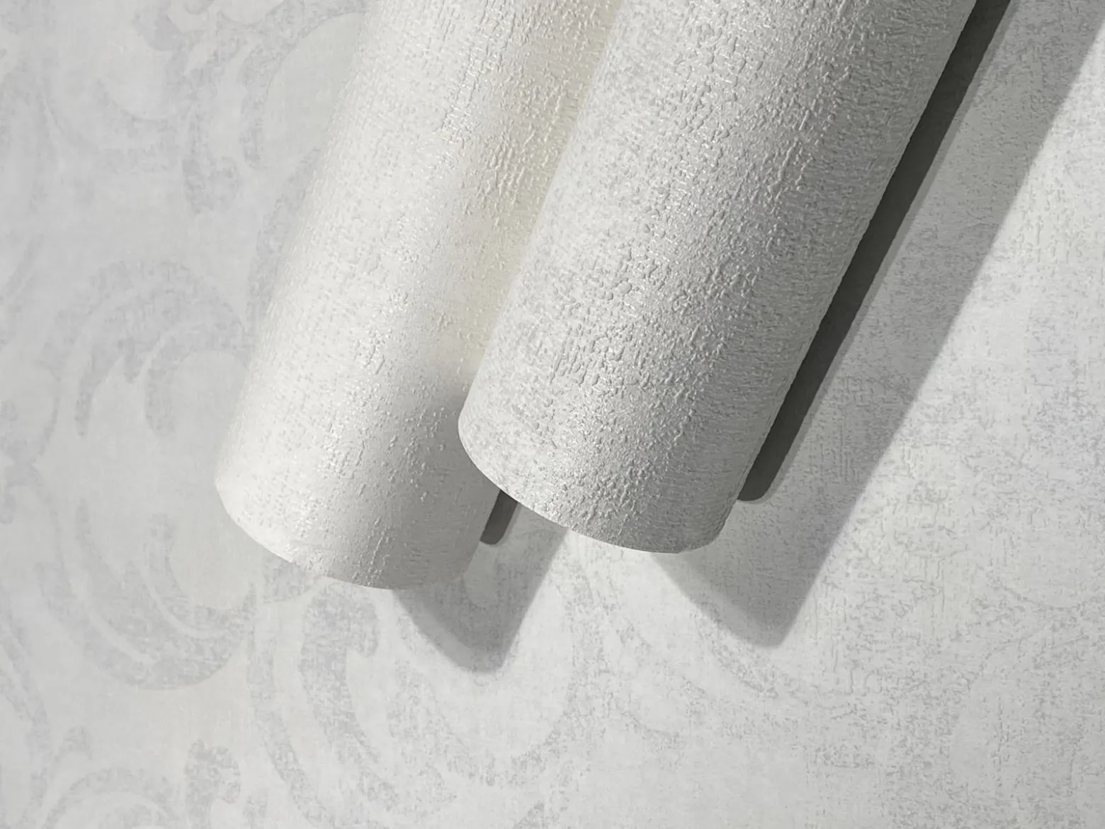 Vliestapete Ornamente Putz Optik Creme Grau Weiß 82386