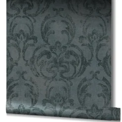 Vliestapete Ornamente Putz Optik Schwarz Grau 82391