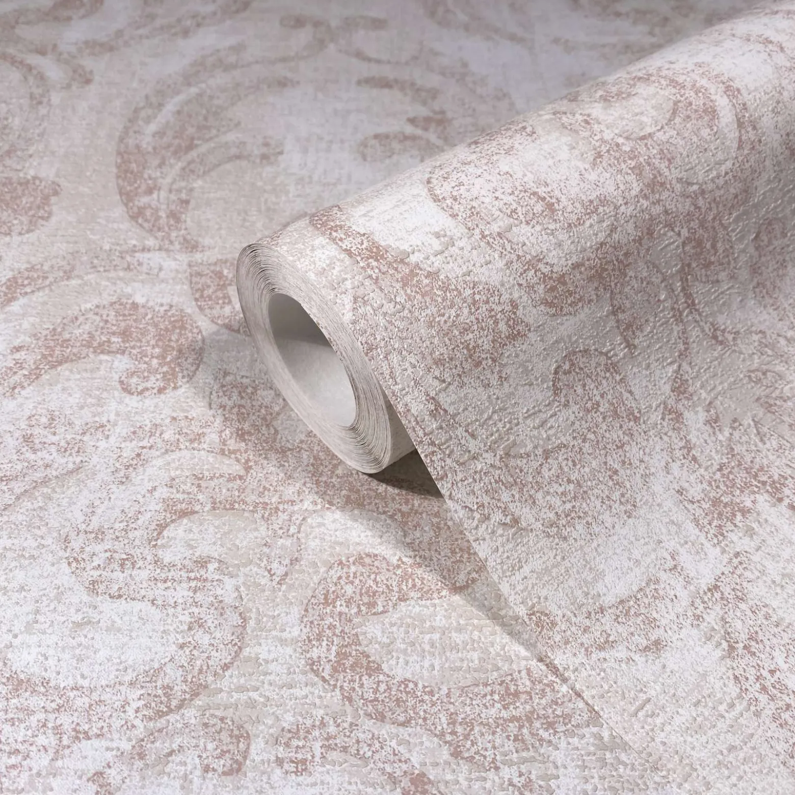 Vliestapete Ornamente Putz Optik Beige Rot Weiß 82387