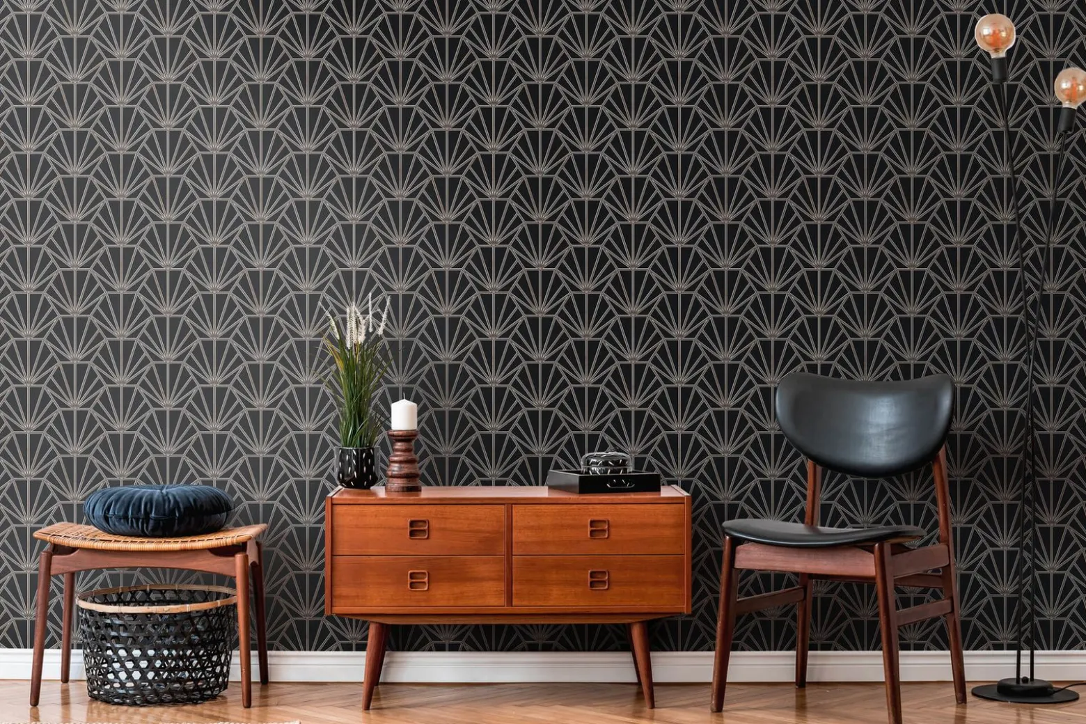 Vliestapete Ornamente schwarz weiß rosegold 37528-1