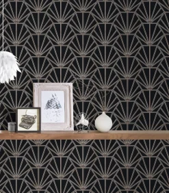 Vliestapete Ornamente schwarz weiß rosegold 37528-1