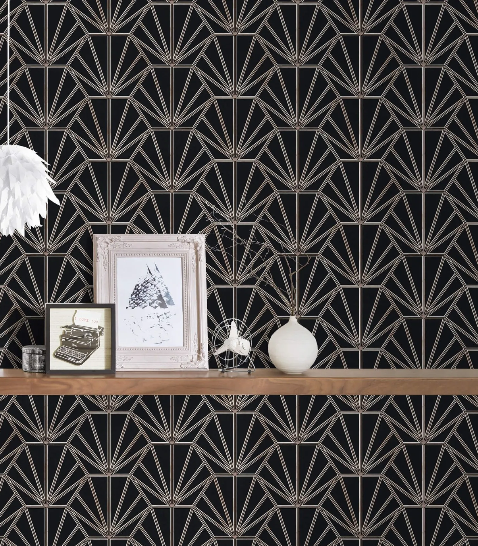 Vliestapete Ornamente schwarz weiß rosegold 37528-1