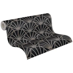 Vliestapete Ornamente schwarz weiß rosegold 37528-1