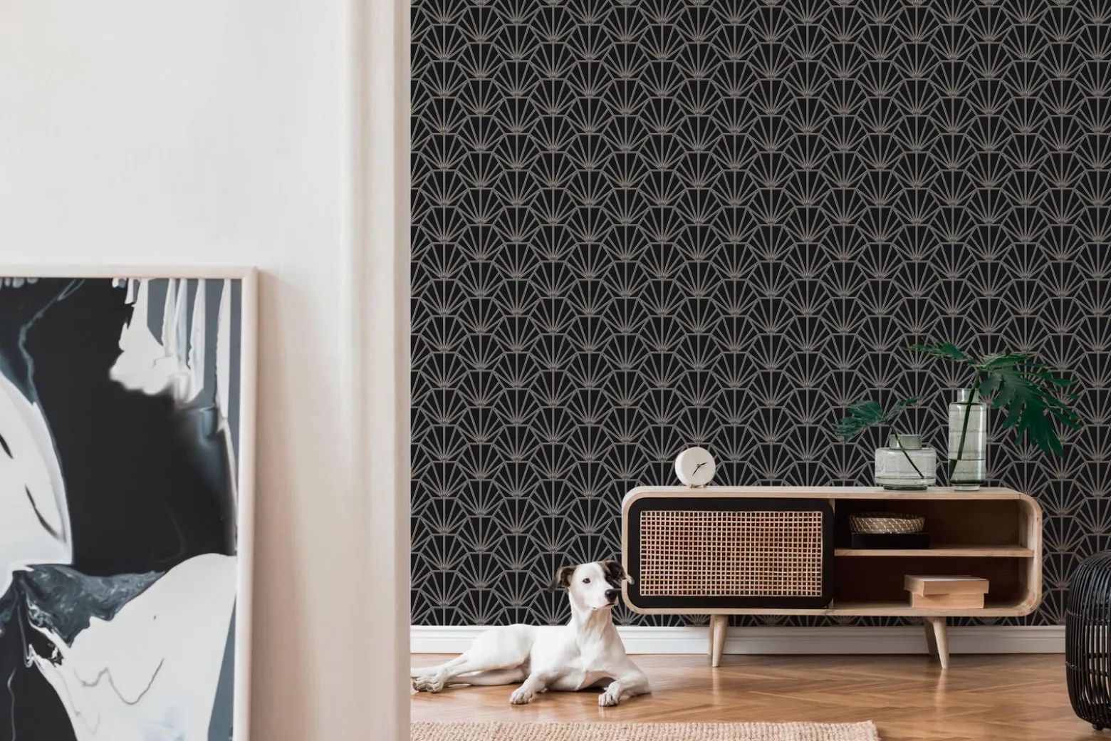 Vliestapete Ornamente schwarz weiß rosegold 37528-1
