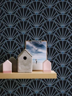 Vliestapete Ornamente schwarz blau weiß silber 37528-2