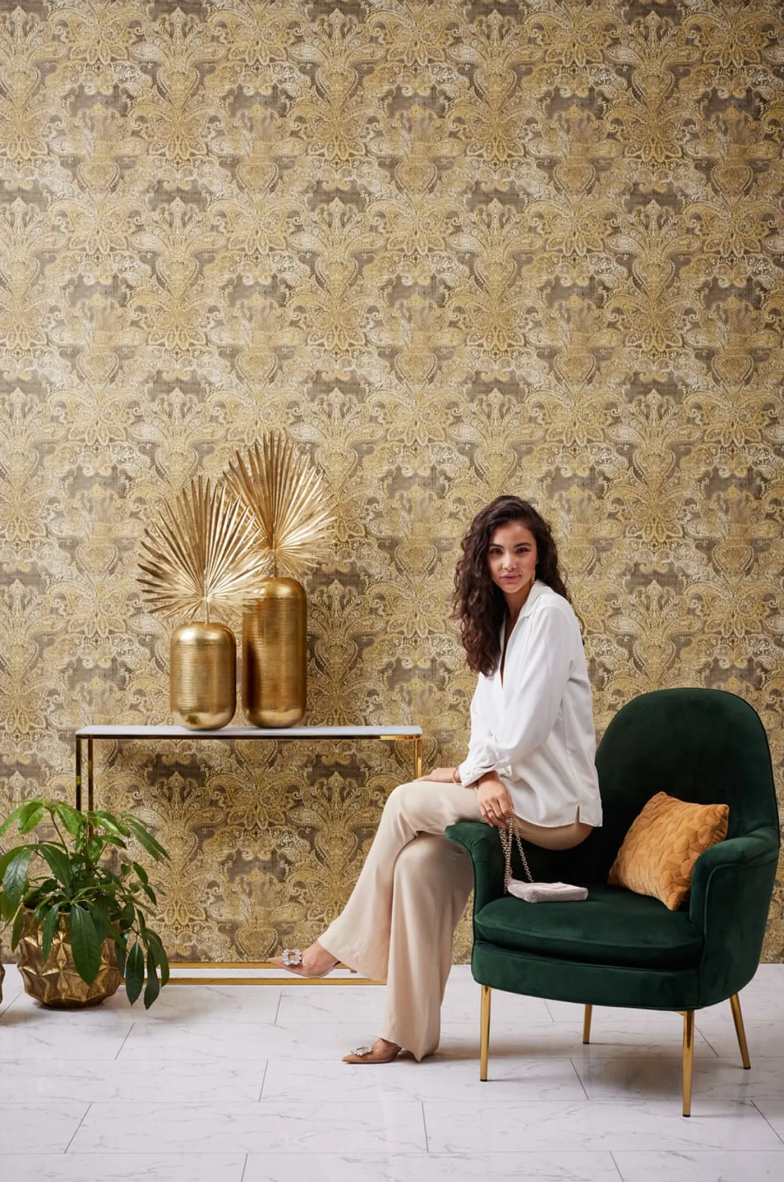 Vliestapete Paisley Metallic Braun Gold 39119-4