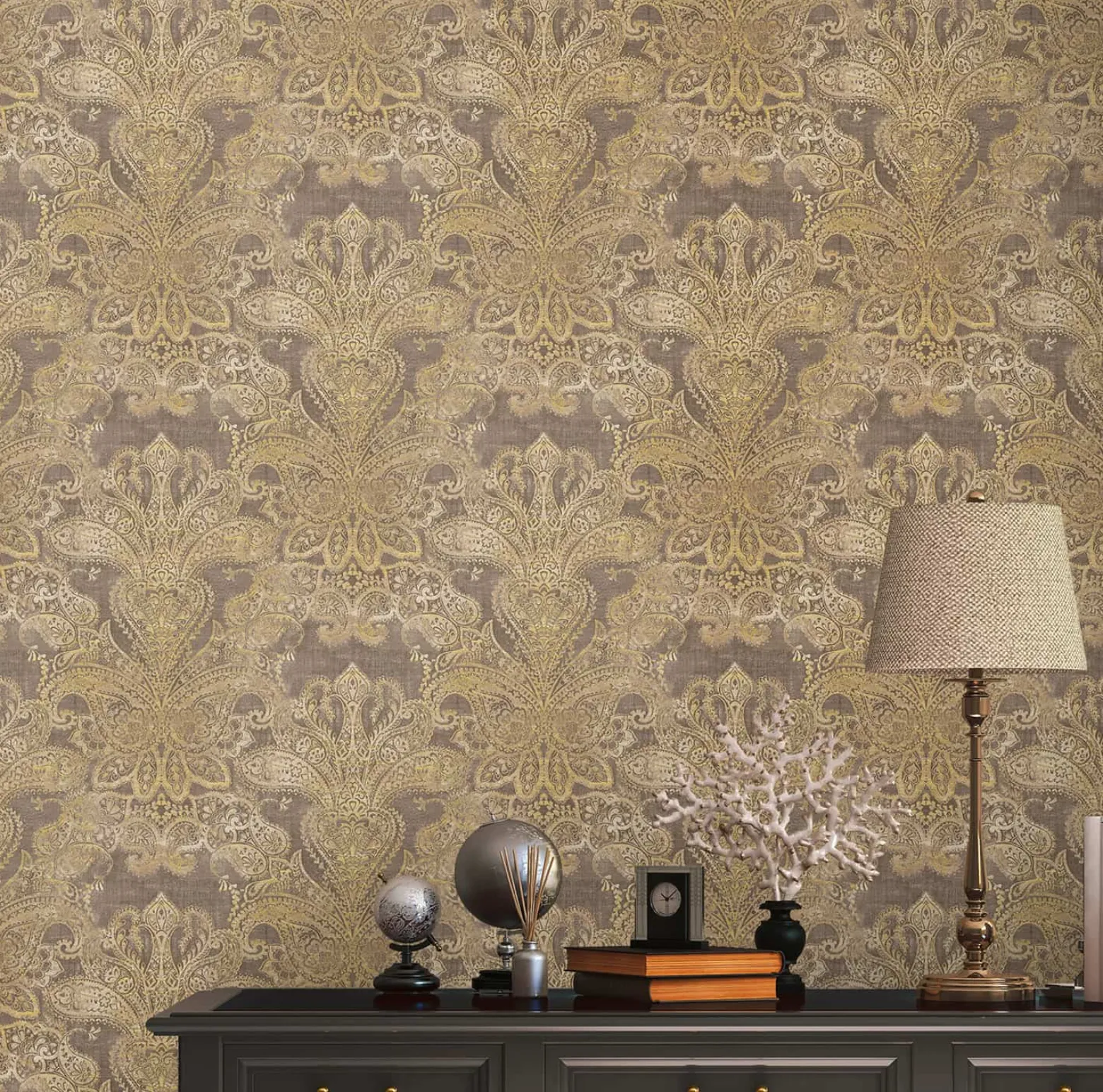Vliestapete Paisley Metallic Braun Gold 39119-4