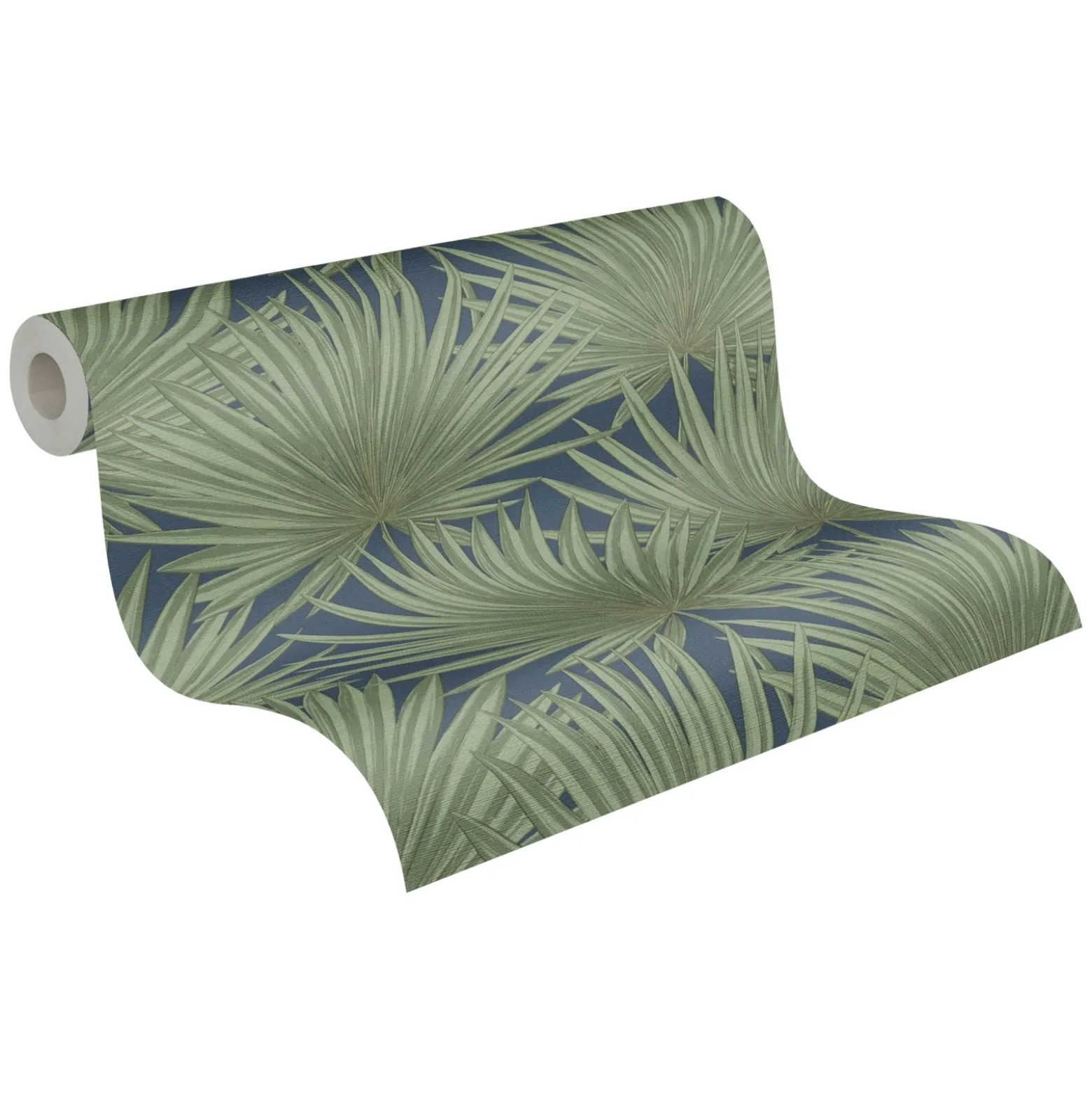 Vliestapete Palmen Blätter Grün Blau 39090-5