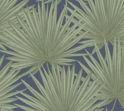 Vliestapete Palmen Blätter Grün Blau 39090-5