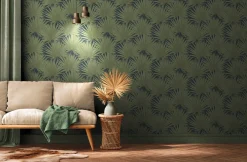 Vliestapete Palmen Blätter Grün Blau 39090-5