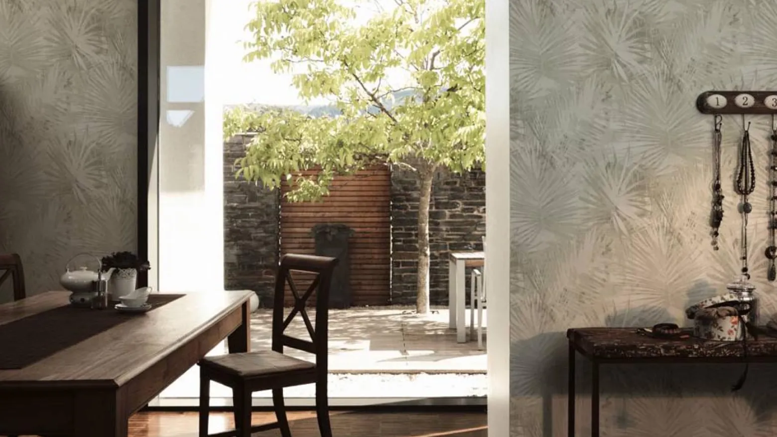Vliestapete Palmen Blätter grün livingwalls Hygge 6385-4