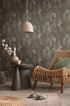 Vliestapete Palmen Blätter Tropen Braun Beige 39218-2