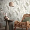 Vliestapete Palmen Blätter Tropen Weiß Beige 39218-5