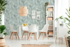 Vliestapete Palmen Blätter türkis livingwalls Hygge 36385-3