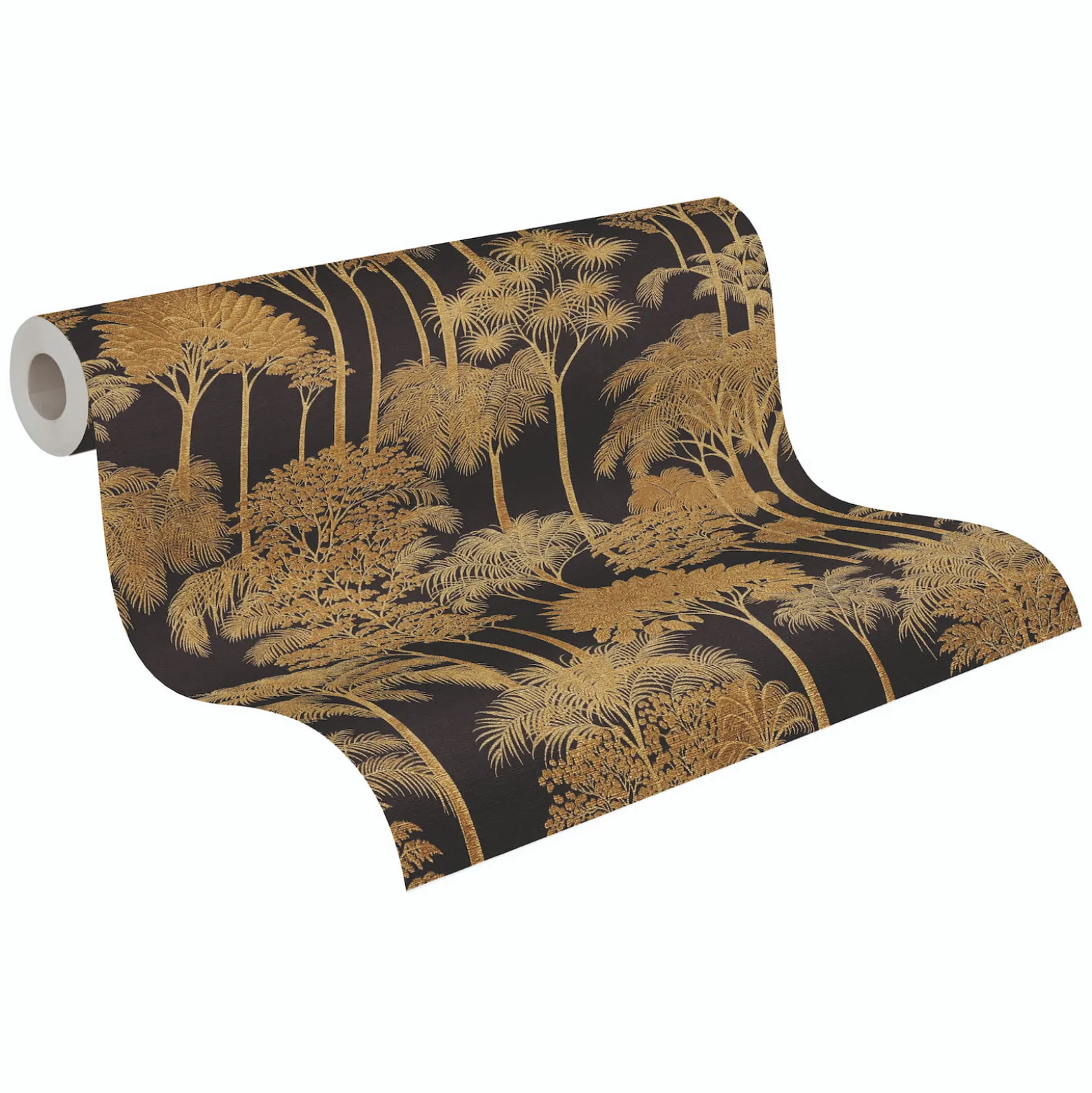 Vliestapete Palmen Dschungel Schwarz Gold Metallic 79162-3