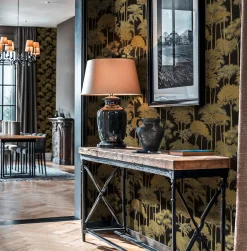 Vliestapete Palmen Dschungel Schwarz Gold Metallic 79162-3