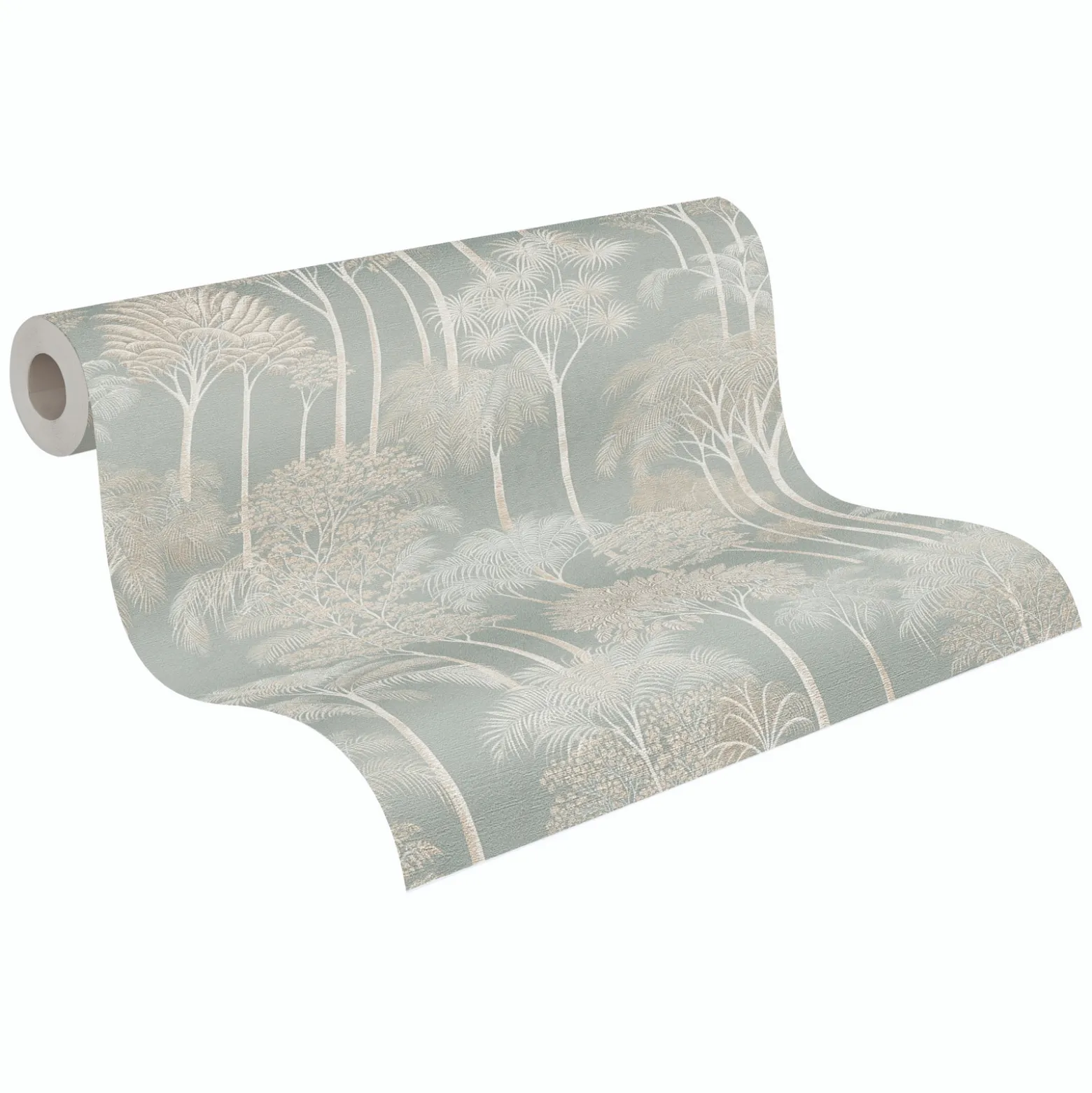 Vliestapete Palmen Dschungel Blau Creme Metallic 79162-2