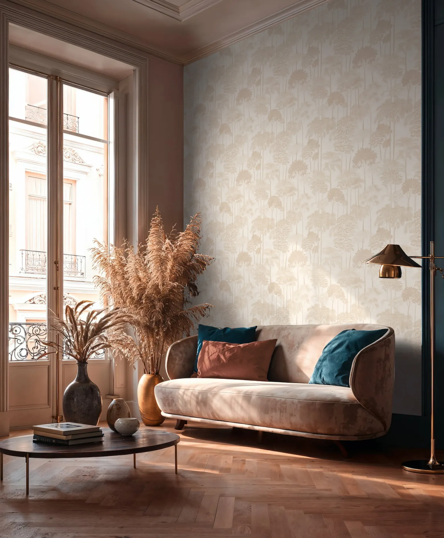 Vliestapete Palmen Dschungel Creme Beige Metallic 79162-1