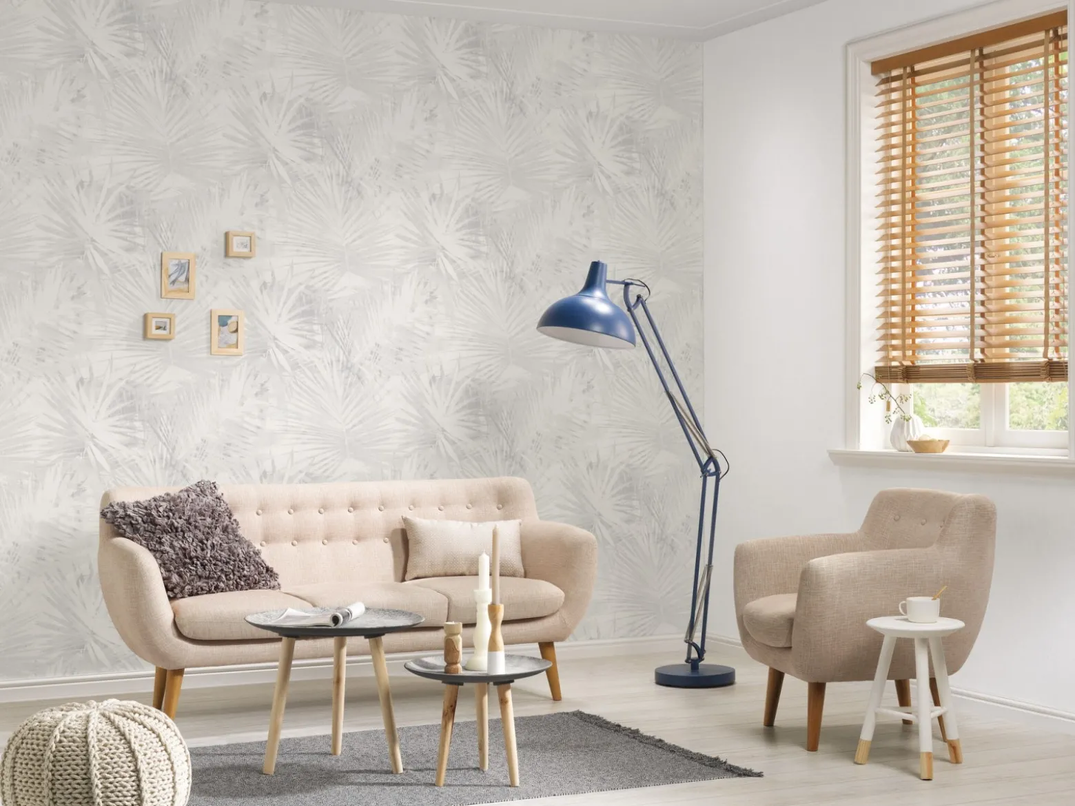 Vliestapete Palmen hellgrau livingwalls Hygge 36385-1