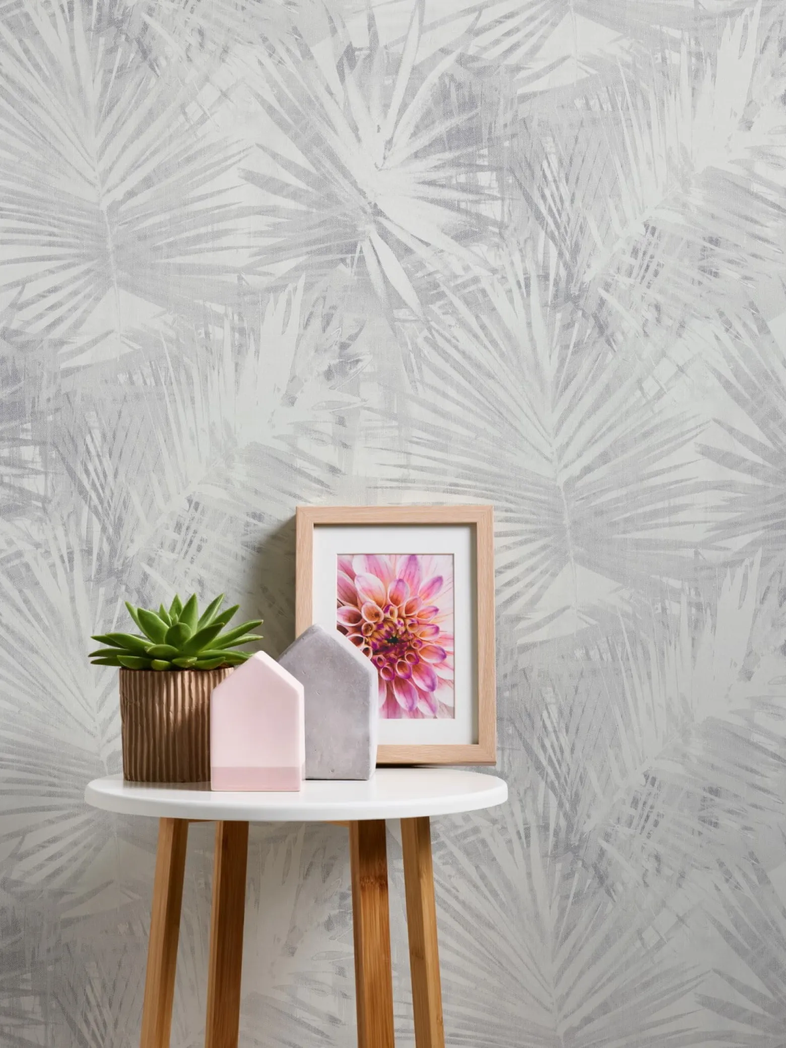 Vliestapete Palmen hellgrau livingwalls Hygge 36385-1
