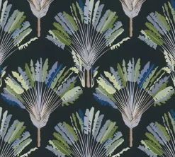 Vliestapete Palmwedel Blätter blau grün 37708-5