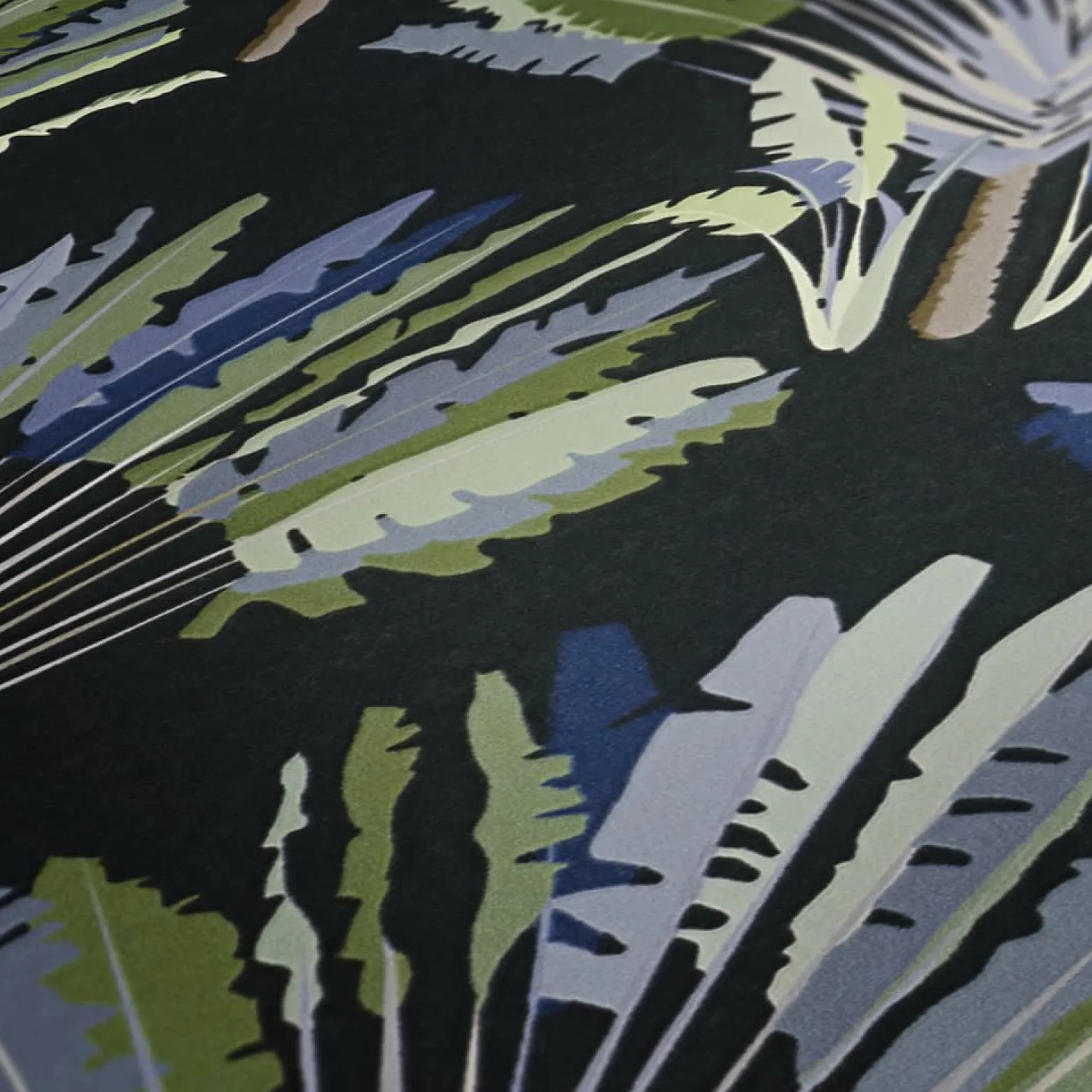 Vliestapete Palmwedel Blätter blau grün 37708-5