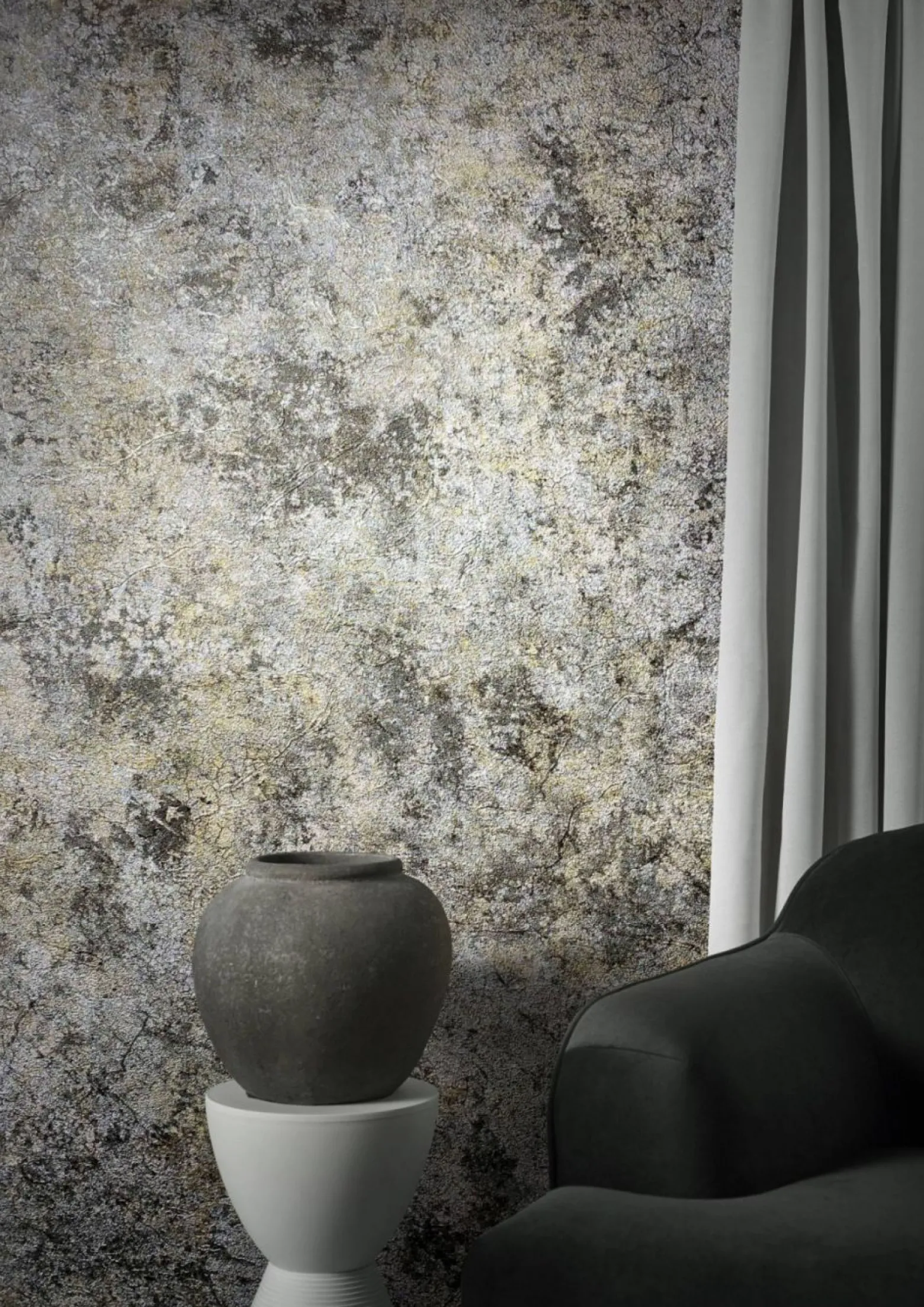 Vliestapete Patina Stein silber grau Metallic 85724