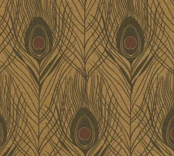 Vliestapete Pfauenfedern gold dunkelbraun 36971-8