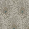 Vliestapete Pfauenfedern hellbraun türkis 36971-6
