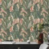 Vliestapete Pflanzen Dschungel Orange Grün 39435-1