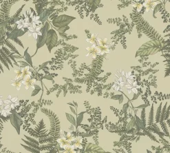 Vliestapete Pflanzen Floral Blumen Grün Weiß 39424-1