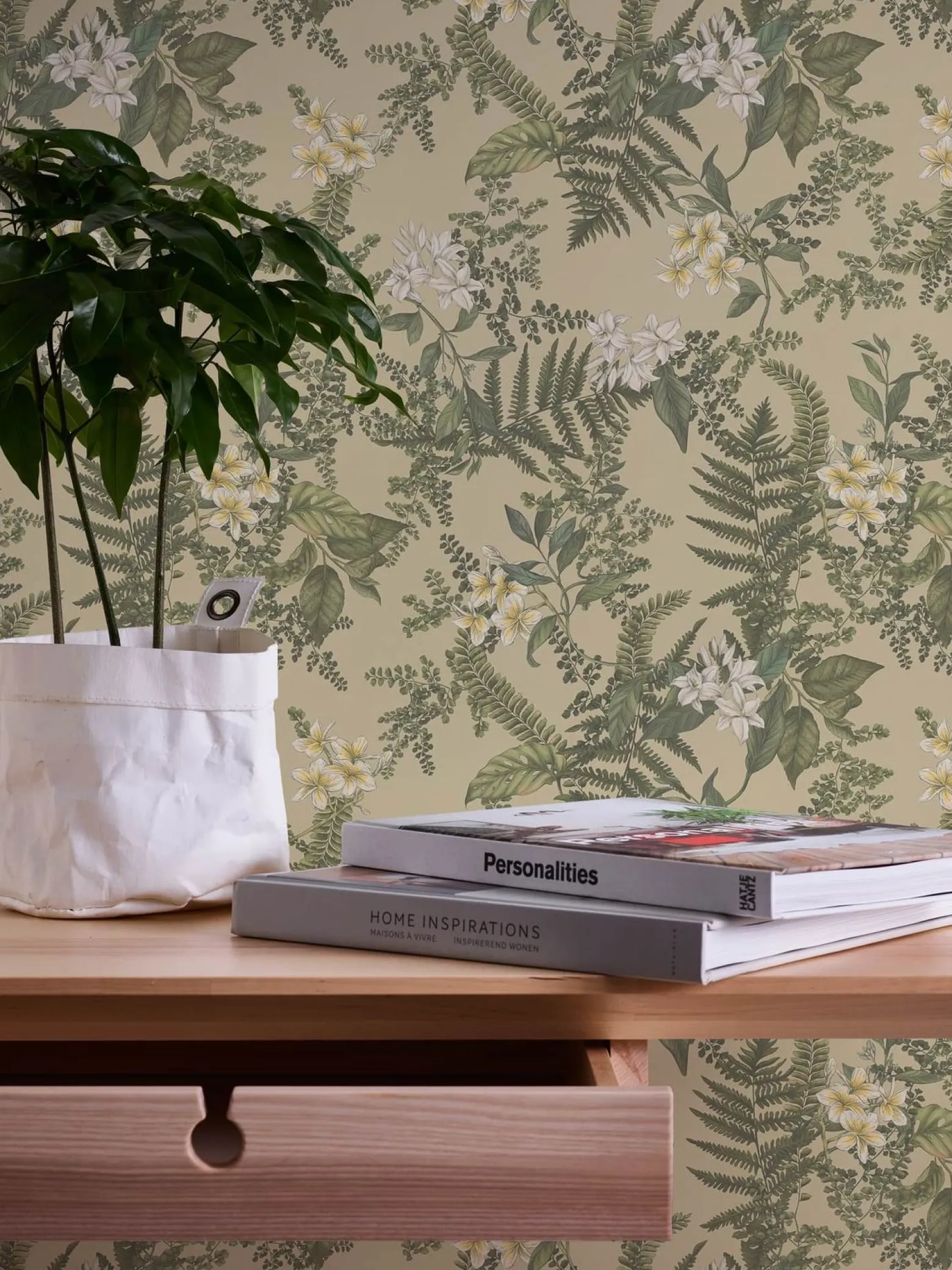 Vliestapete Pflanzen Floral Blumen Grün Weiß 39424-1