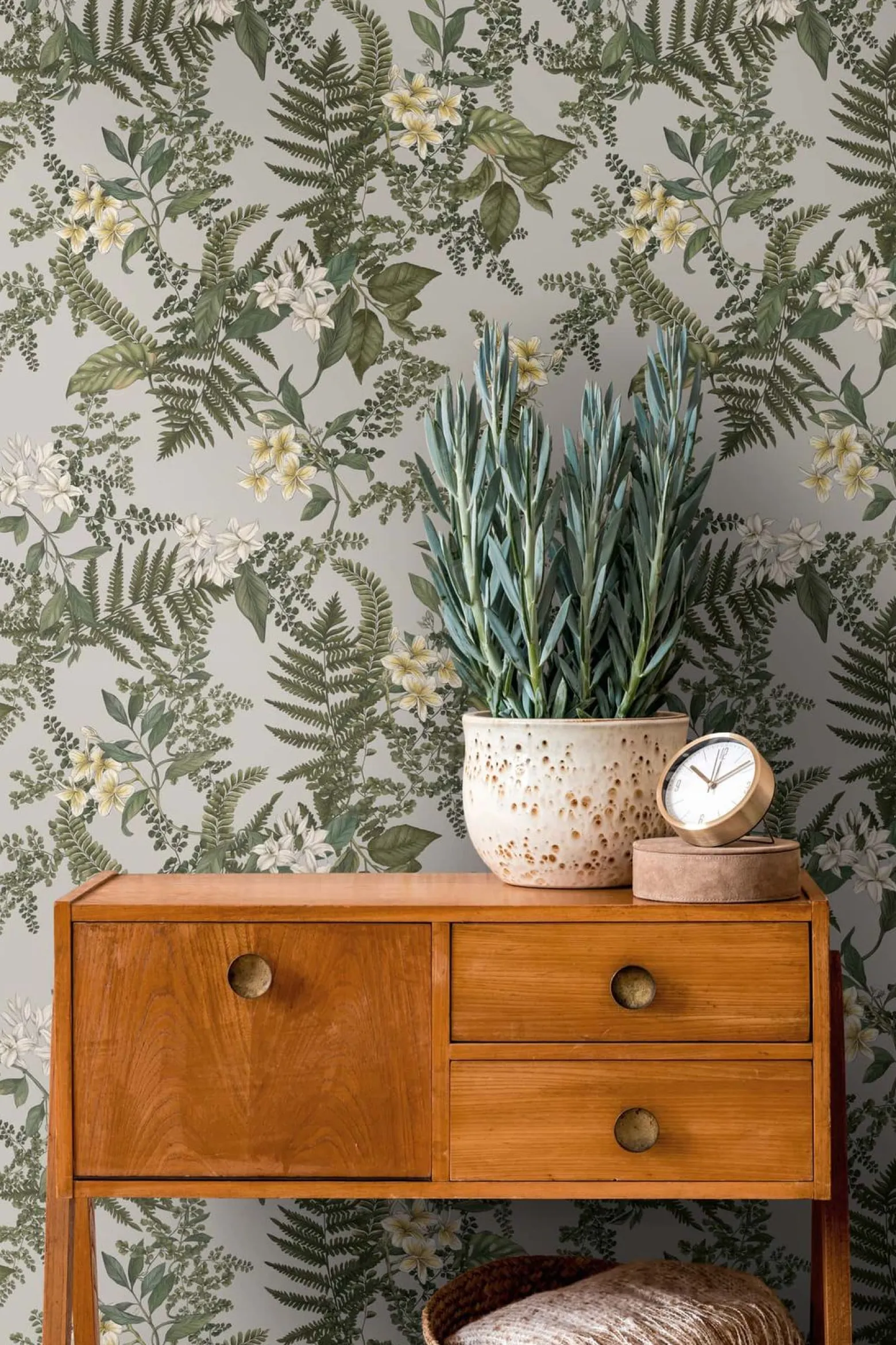 Vliestapete Pflanzen Floral Blumen Grau Grün 39424-2
