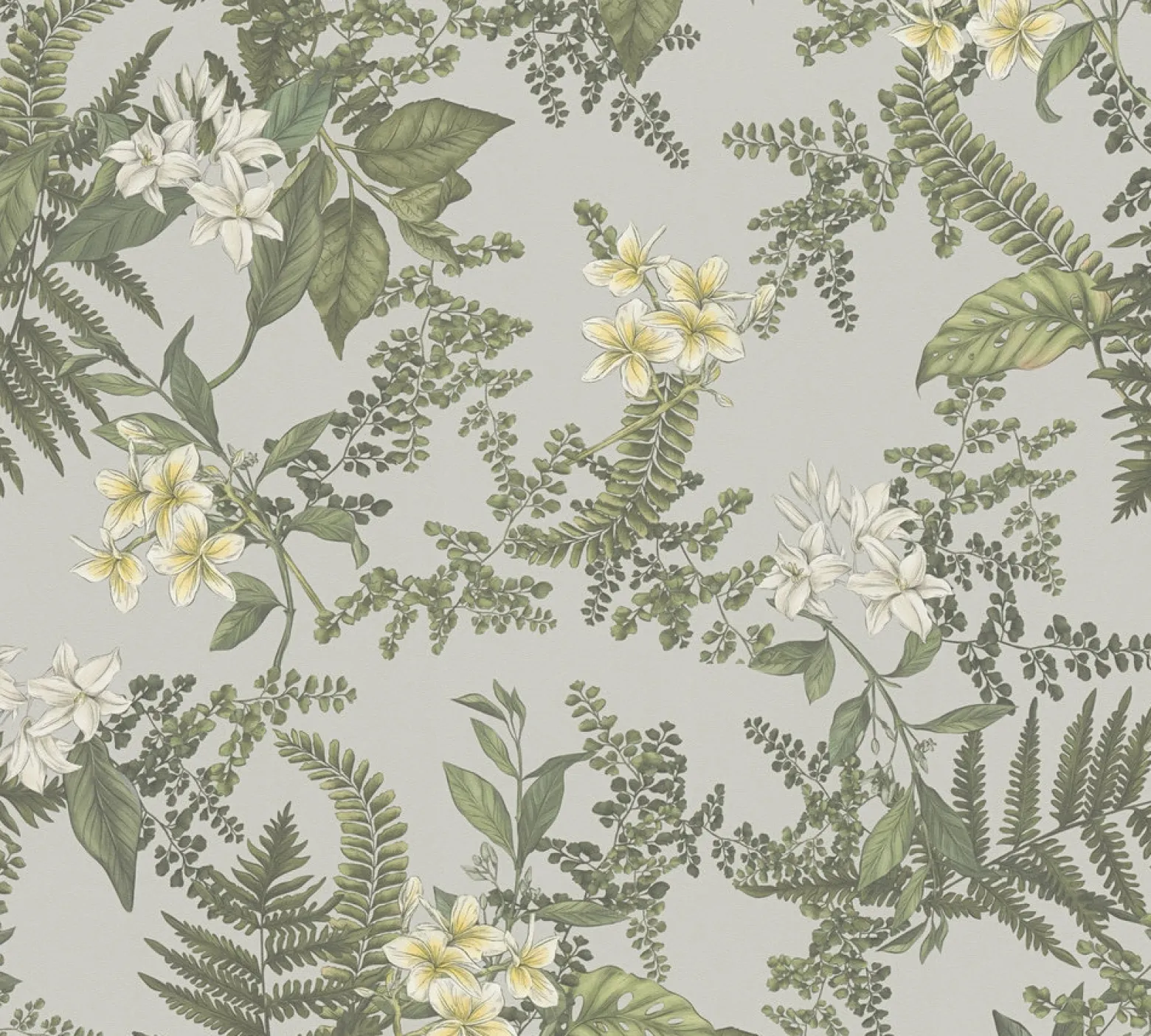 Vliestapete Pflanzen Floral Blumen Grau Grün 39424-2