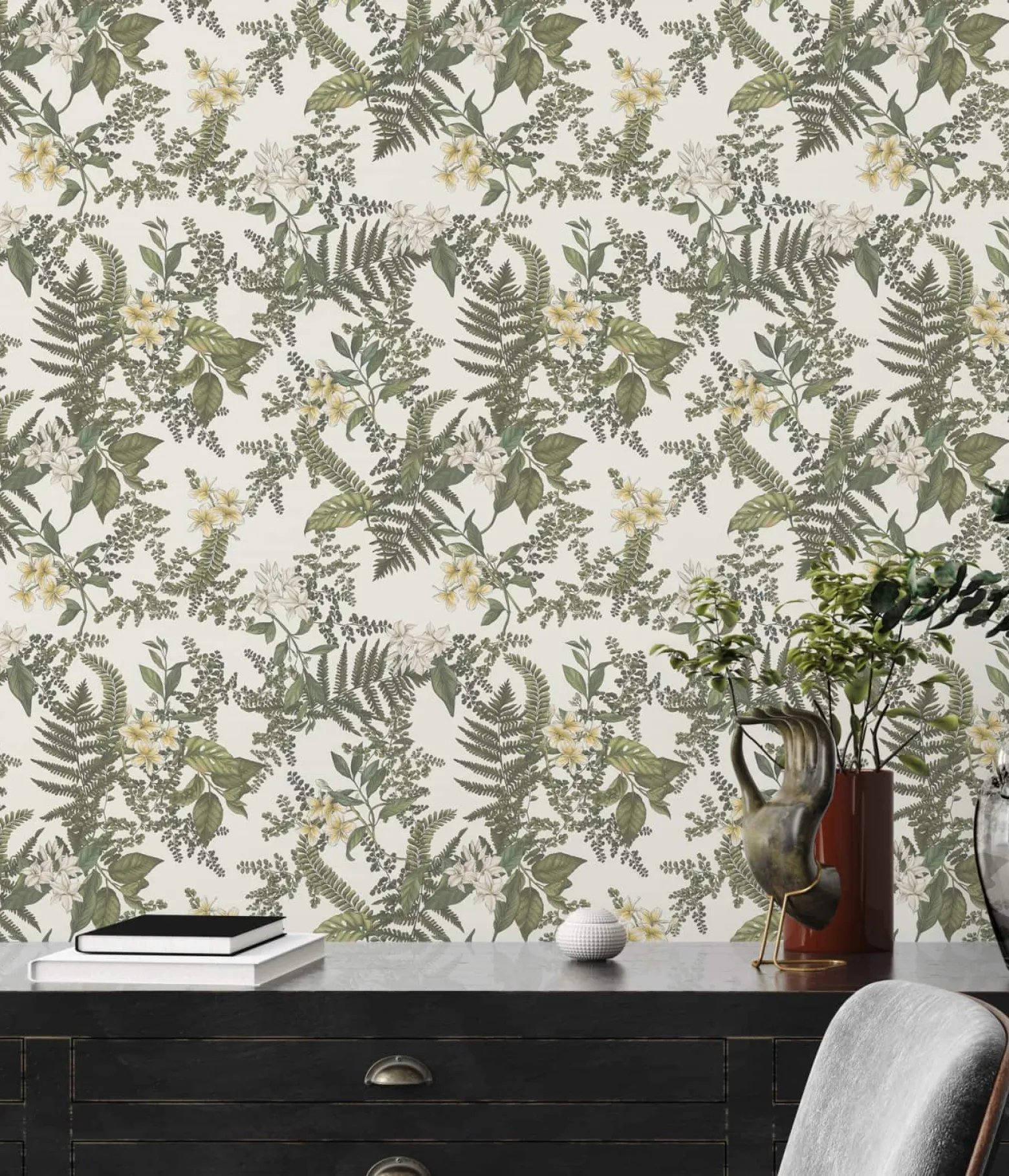 Vliestapete Pflanzen Floral Blumen Weiß Grün 39424-3