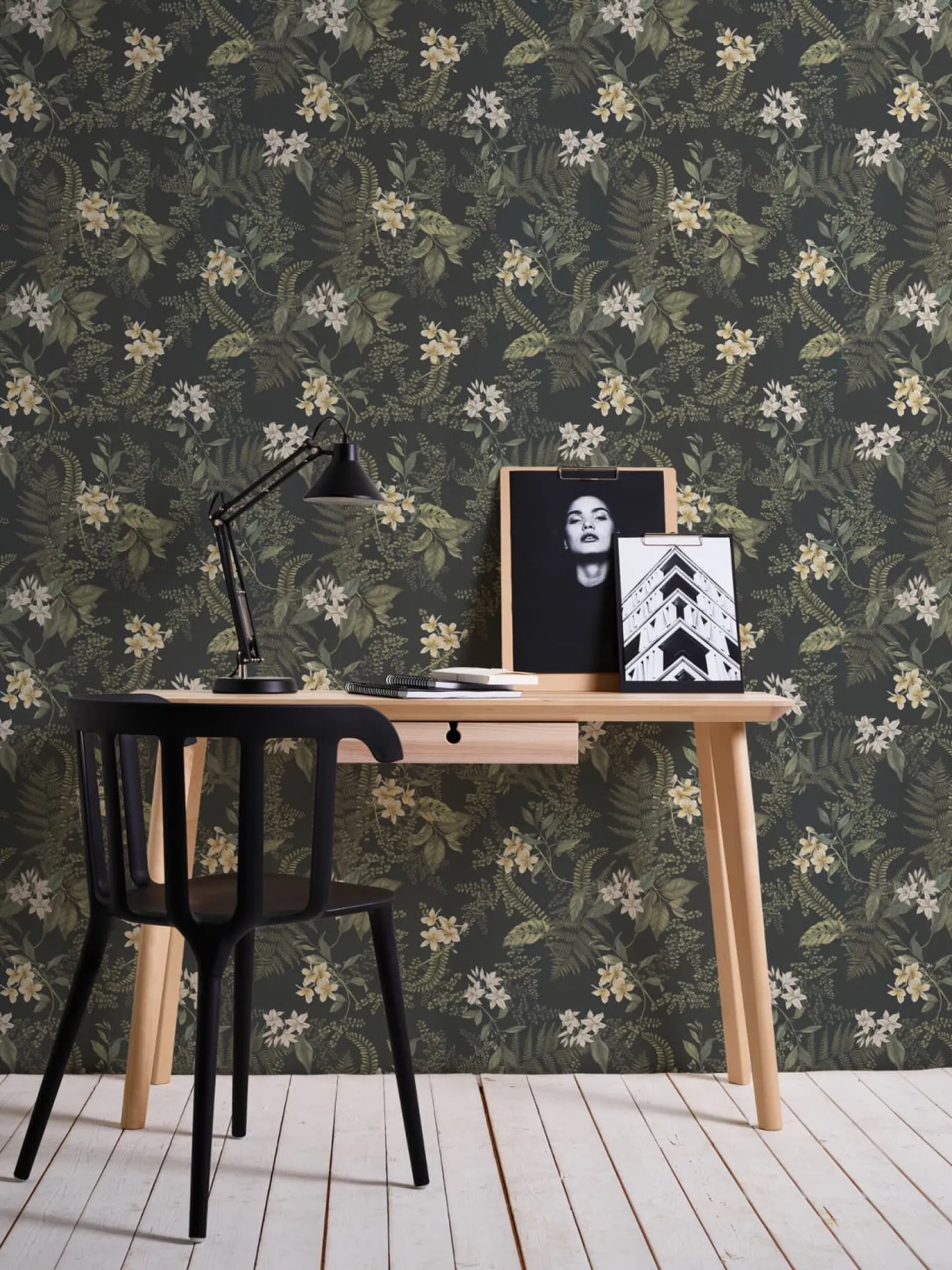Vliestapete Pflanzen Floral Blumen Schwarz Grün 39424-4